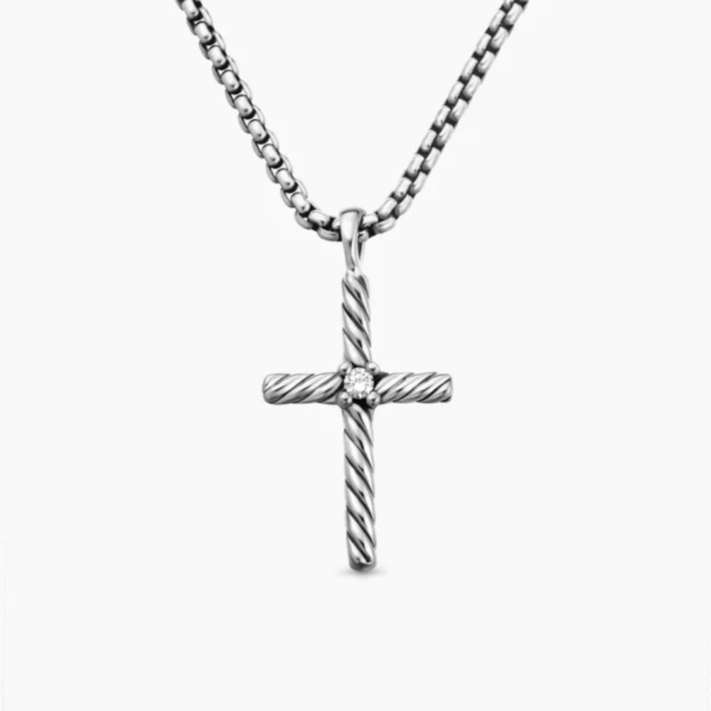 David Yurman Silver Cross Pendant Necklace